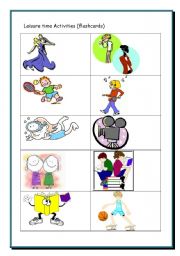 English worksheet: Leisure Time Activities (Flashcards)