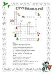 English Worksheet: Christmas Vocabulary Crossword