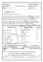 English Worksheet: end of term test 1 for the 7th form