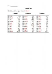 English worksheet: Phonetic test