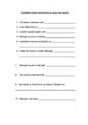 English worksheet: linking words part 3