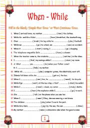 English Worksheet: when while