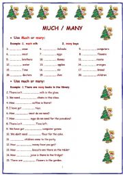 English Worksheet: Much and Many