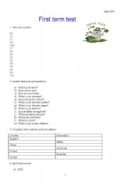 English worksheet: term test