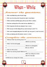 English Worksheet: when while 2