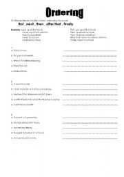 English Worksheet: ordering