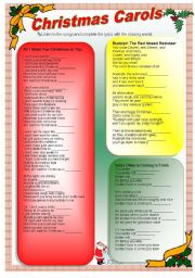 English Worksheet: Christmas Carols