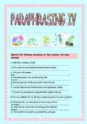 English Worksheet: PARAPHRASING IV - 25 SENTENCES 