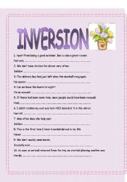 English Worksheet: INVERSION PRACTICE _ 2 PAGES