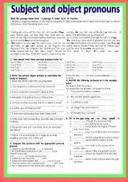 English Worksheet: Subject and object pronouns