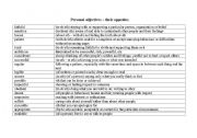 English worksheet: Personal adjectives - pairwork exercise