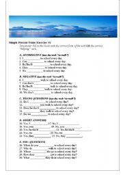 English Worksheet: Verb Tense Excercise