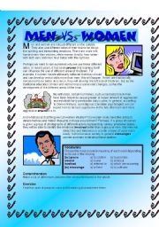 English Worksheet: Man VS Women - passive voice