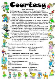 Reading Comprehension-1 COURTESY (3 Pages - Editable with Key)