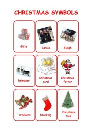 English Worksheet: CHRISTMAS FLASHCARDS (set 2 - symbols)
