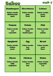 English Worksheet: food taboo