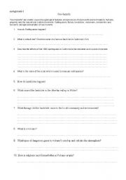 English worksheet: geohazards