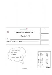 English Worksheet: English written assessment no. 1 - 9th grade, level 5 - unit: High-tech teens