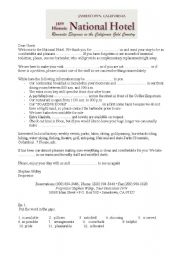 English Worksheet: Hotel welcome letter