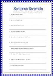 English Worksheet: Sentence scramble