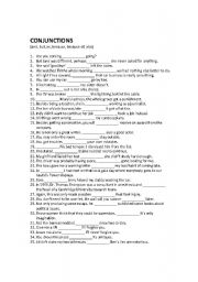 English Worksheet: Conjunctions