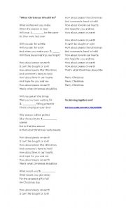 English Worksheet: Cloze Activity What Christmas Should Be