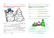 English Worksheet: Nouns and Adjectives (winter)