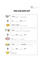 English worksheet: Can you join...writing worksheet