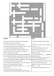 English Worksheet: Dead Poets Society: Crossword Puzzle