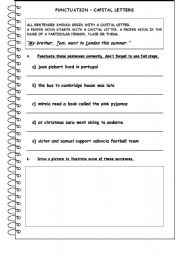 English Worksheet: PUNCTUATION � CAPITAL LETTERS