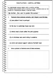 English Worksheet: PUNCTUATION  CAPITAL LETTERS