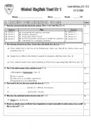 English Worksheet: End-of-term Test Nr 1 (4th formers_Sci. Tech.)