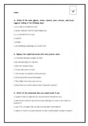 English Worksheet: exercise in the 6 senses