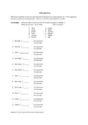 English worksheet: Asking Questions