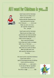 English Worksheet: All I want for Christmas is you!