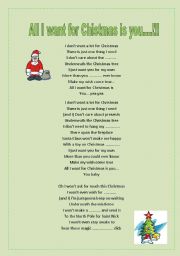 English Worksheet: All I want for Christmas is you!
