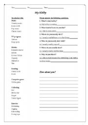 English worksheet: My hobby