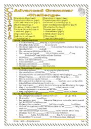 English Worksheet: 7 pages/20 exercises ADVANCED grammar Part 2