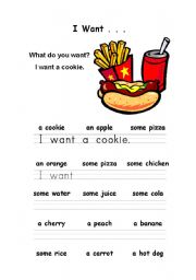 English Worksheet: I want