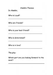 English worksheet: Aladdin Themes