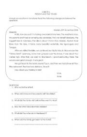 English Worksheet: reading comprehension