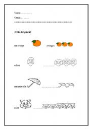 English worksheet: Write the plural