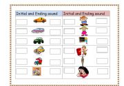 English Worksheet: Initial and Ending sound