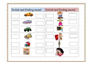 English worksheet: Initial and Ending sound