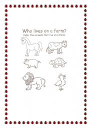 English worksheet: Animals that live in the Farm