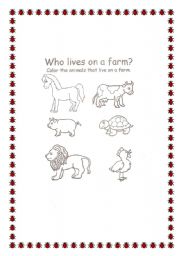 English Worksheet: Animals that live in the Farm