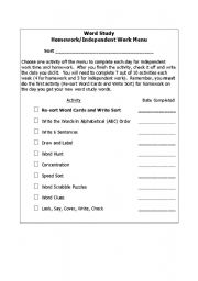 English worksheet: Word Study