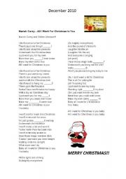 English worksheet: All I want for Christmas is You