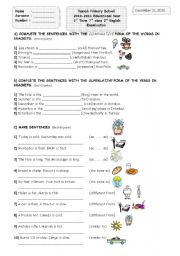 English Worksheet: 1st Term 7th class 2nd English Examination