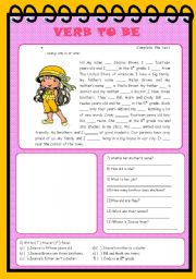 English Worksheet: VERB TO BE